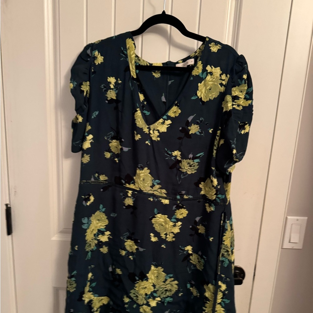 Green and lime green flower dress by Oasis.Size 20 UK